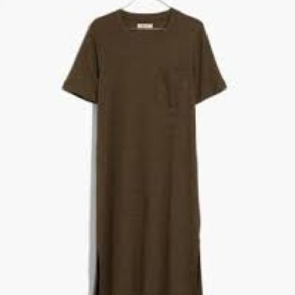 Madewell Green Sheath Midi Dress Short Sleeve Crew Neck - Picture 4 of 4